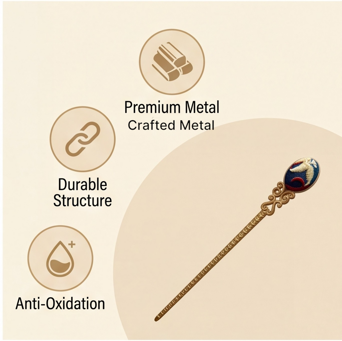 Hong'an Embroidered Hairpin – Traditional Chinese Handcrafted Hair Accessory