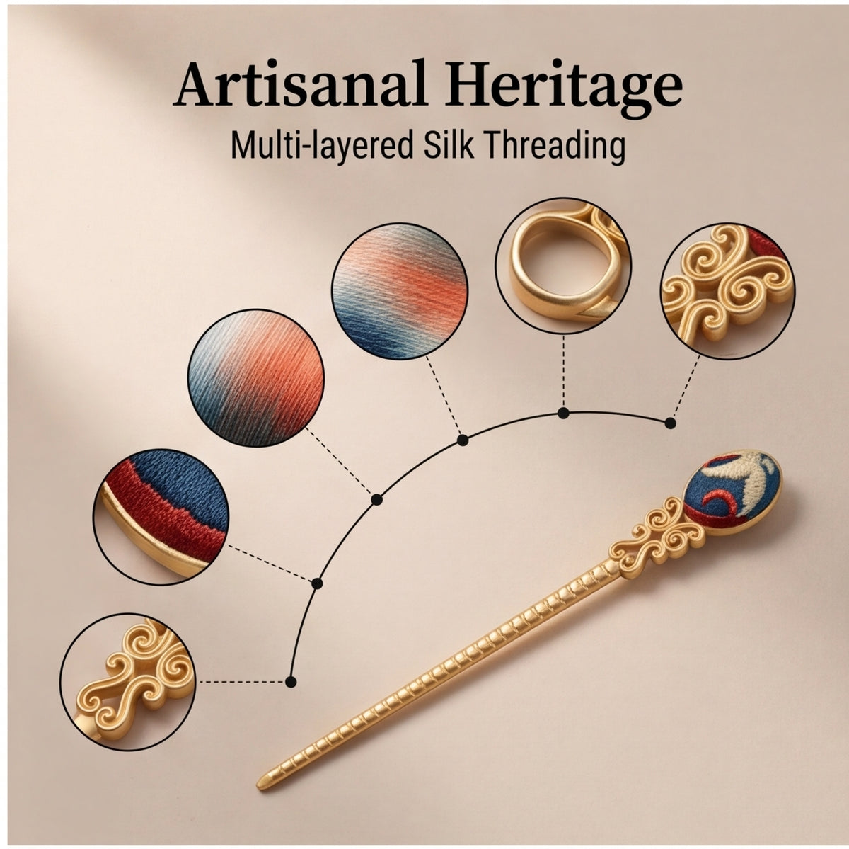 Hong'an Embroidered Hairpin – Traditional Chinese Handcrafted Hair Accessory