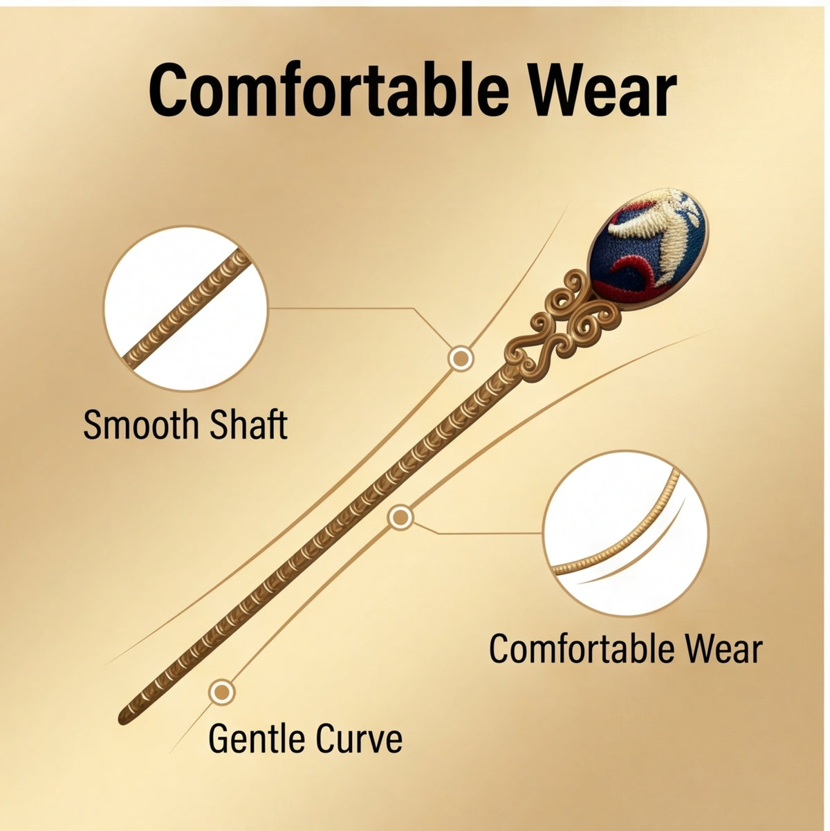 Hong'an Embroidered Hairpin – Traditional Chinese Handcrafted Hair Accessory