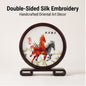 Double-Sided Embroidered Horse Table Decor · Crafted Wood Oriental Desktop Ornamen
