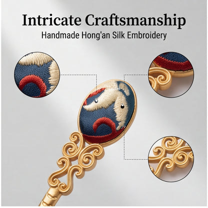 Hong'an Embroidered Hairpin – Traditional Chinese Handcrafted Hair Accessory