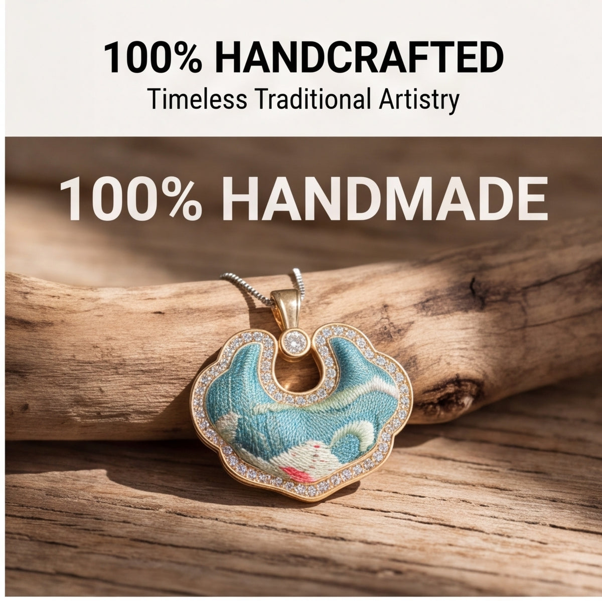 Hong'an Stitch Ruyi Lock Necklace — Hand Embroidered Chinese Heritage Pendant for Women
