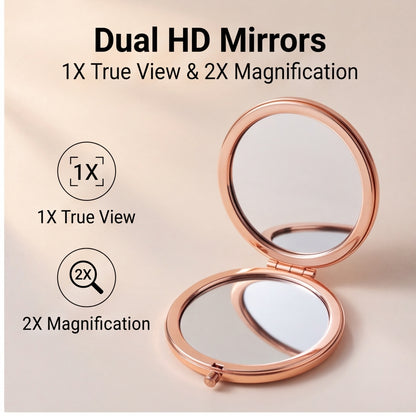 HongAn Stitch Hand Embroidered Folding Compact Mirror – Chinese Intangible Heritage Portable Makeup Mirror