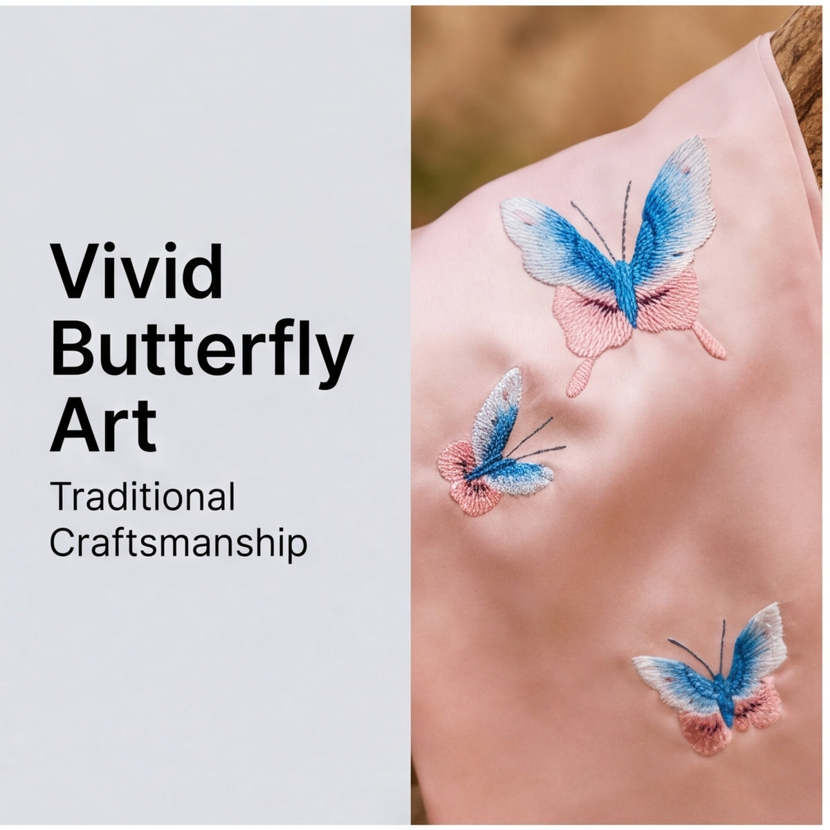 HongAn Stitch Hand Embroidered Butterfly Silk Satin Scarf – Chinese Intangible Cultural Heritage Neck Scarf