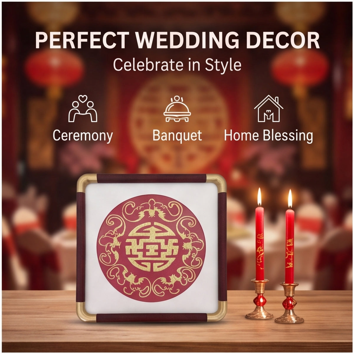 Chinese Double Happiness Embroidery Wall Art, Red and Gold Traditional Chinese Wedding Decor, Cultural Gift for Newlyweds
