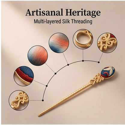 Hong'an Embroidered Hairpin – Traditional Chinese Handcrafted Hair Accessory