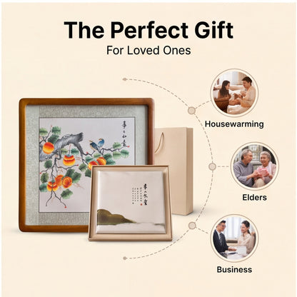 Persimmon Blessings – Traditional Chinese Silk Embroidery Wall Art · Crafted Wood Frame